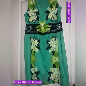 DRESS BARN LIGHT GREEN FLORAL - 2XL